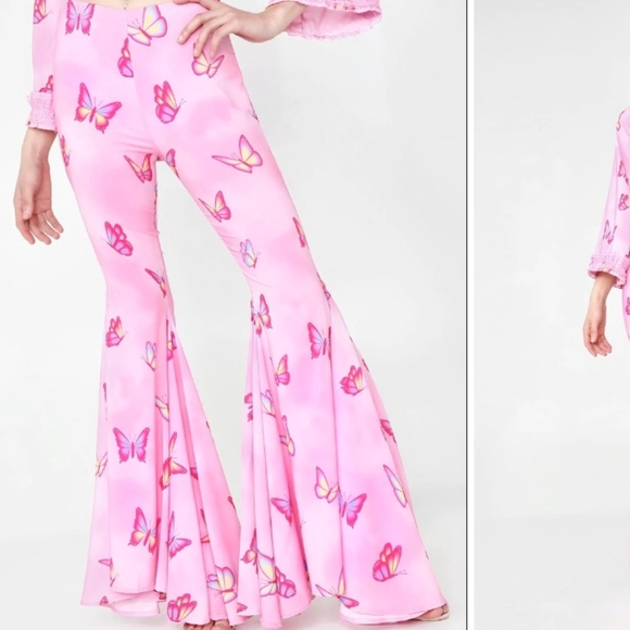 LAST 1! Fit&flare SUPER BELLS! Kawaii slightly sheer dolls kill 🦋  bellbottoms - Picture 13 of 16